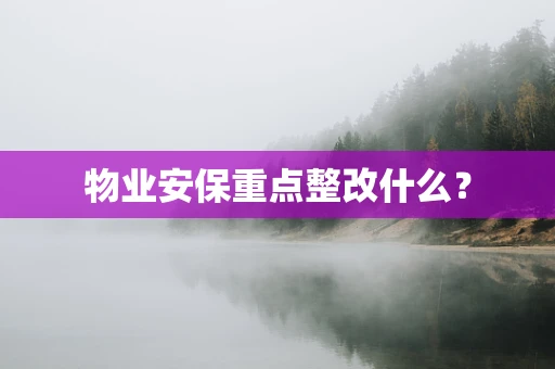 物业安保重点整改什么？