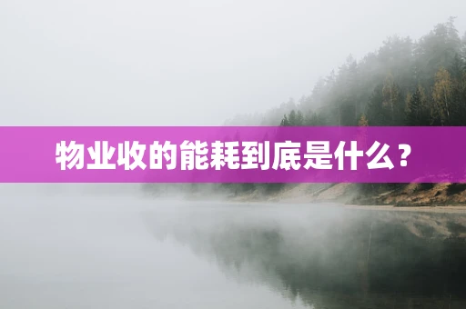 物业收的能耗到底是什么？