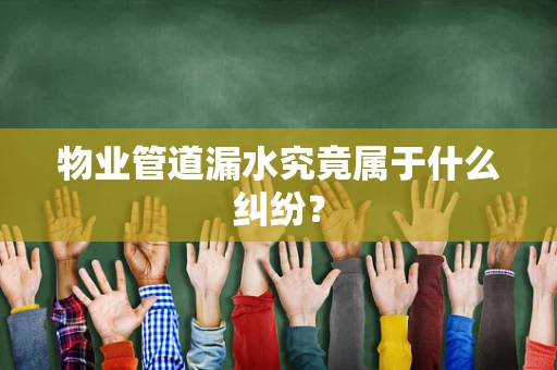 物业管道漏水究竟属于什么纠纷？